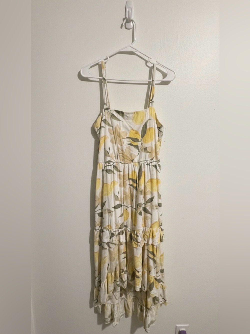 Trixxi Lemon and Floral Print High Low Tiered Sundress Size Xl